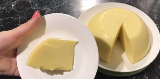 Cașcaval de casă – Aveți nevoie de 1 litru de lapte, 1 kg brânză de vaci, 40-50g unt, sare și bicarbonat