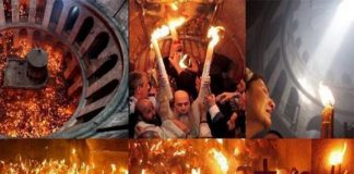Sfânta Lumină de la Ierusalim, miracol al credinței! Explicația mănunchiului de 33 de lumânări, din mâinile preoților, la Înviere.